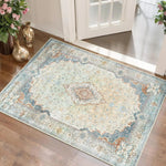 tapis floral ornements géométriques anti dérapant rose bleu vert classique durable extérieurintérieur