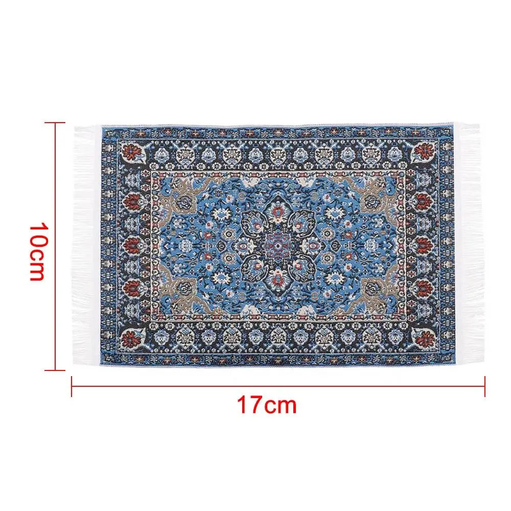 tapis ornements floraux géométriques classique rouge bleu rose beige vert adhésif poupées accessoire