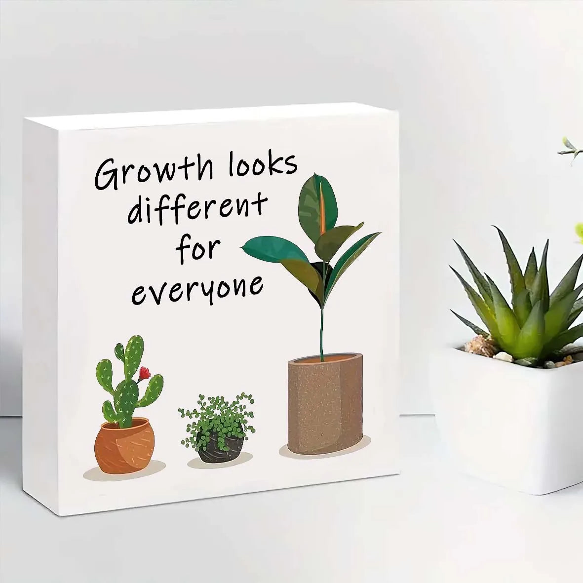 tableau moderne blanc vert brun cactus plante growth différent everyone chambre decoration