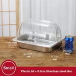 bac alimentaire acier inoxydable couvercle transparent poignée buffet cuisine moderne