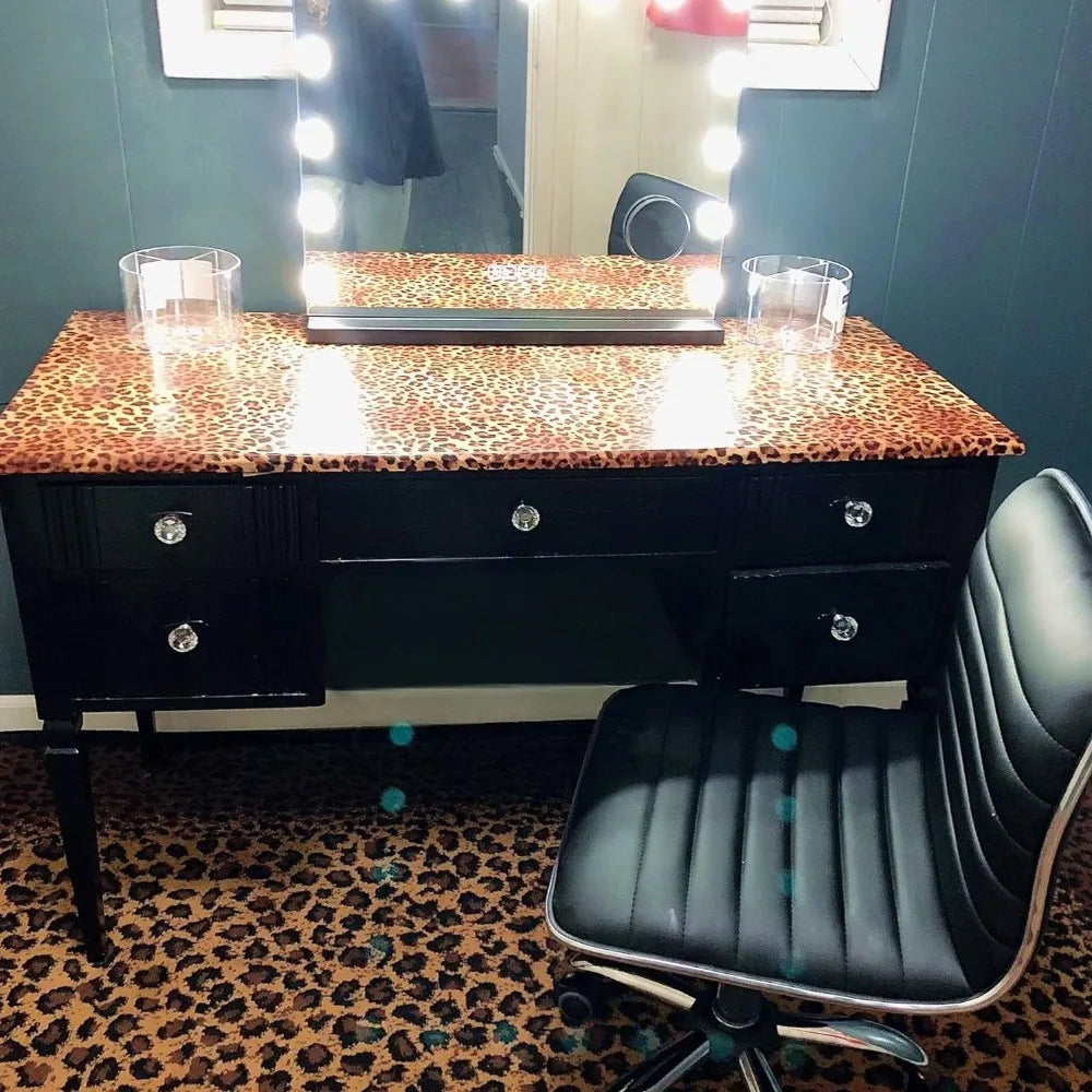 papier peint auto adhésif motif léopard moderne résistant l'humidité sans formaldéhyde table commode chambre