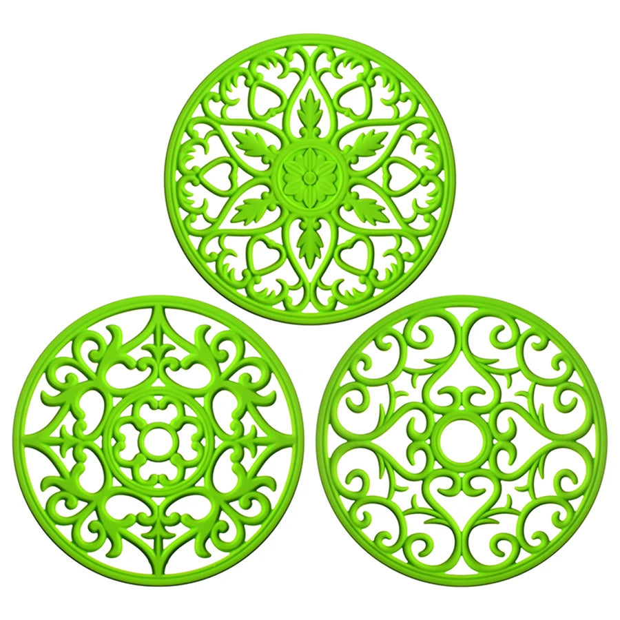 tapis table silicone moderne bleu vert rose motif floral clips