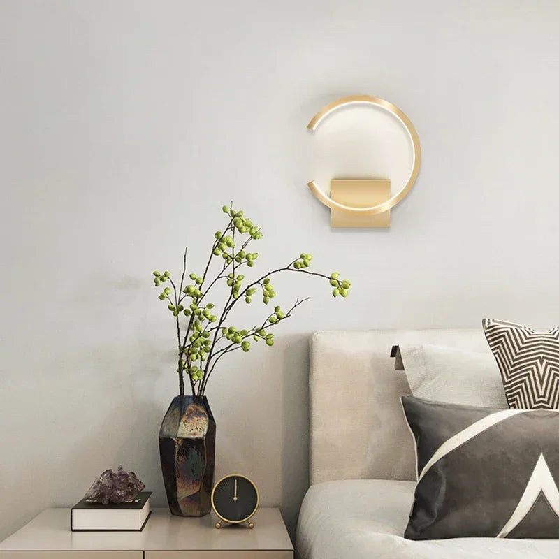 lampe murale moderne or blanc rond éclairage quotidien contemporain fixée mur trichromatique dimmable
