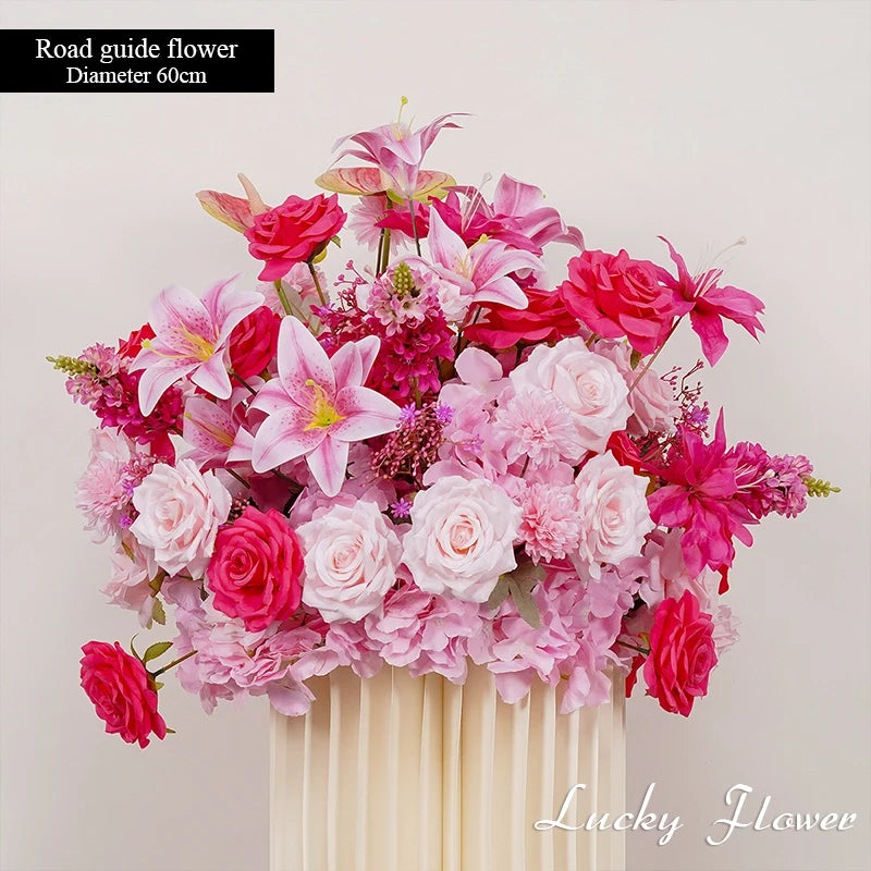 décoration extérieure mariage bouquet fleurs artificielles rose blanche verte moderne élégantextérieur