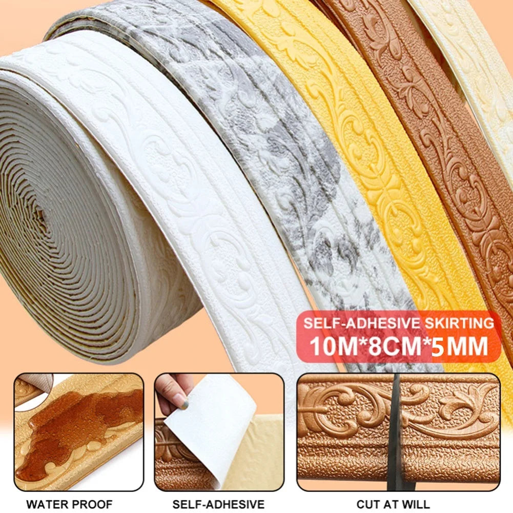 bordure plinthe auto adhésive ornements floraux beige gris marron rose blanc classique