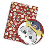 serviettes animales bleu vert rouge illustration mignonne chiens chats oiseaux coton polyester