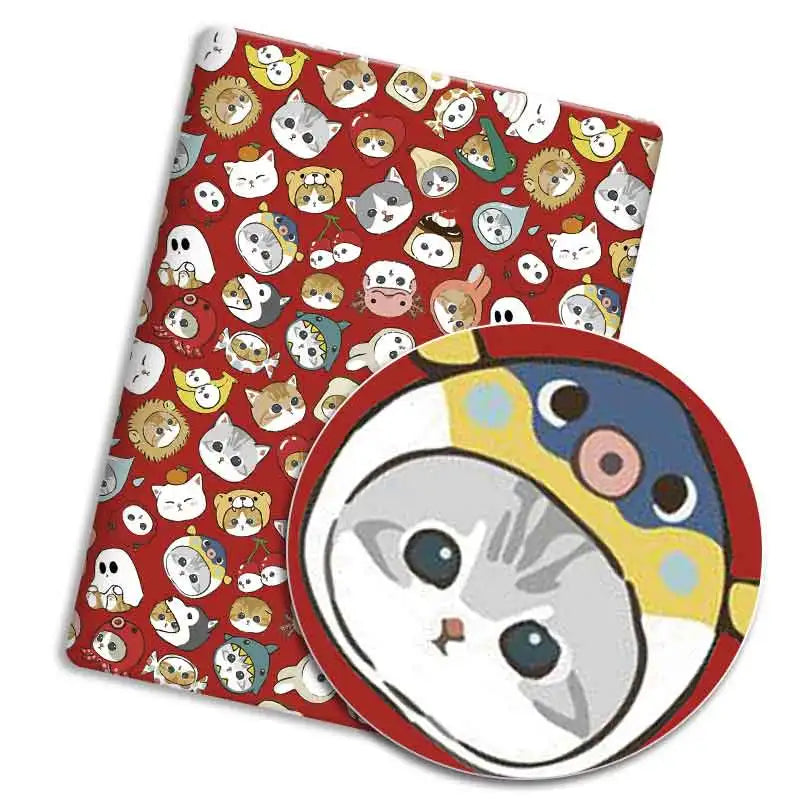 serviettes animales bleu vert rouge illustration mignonne chiens chats oiseaux coton polyester