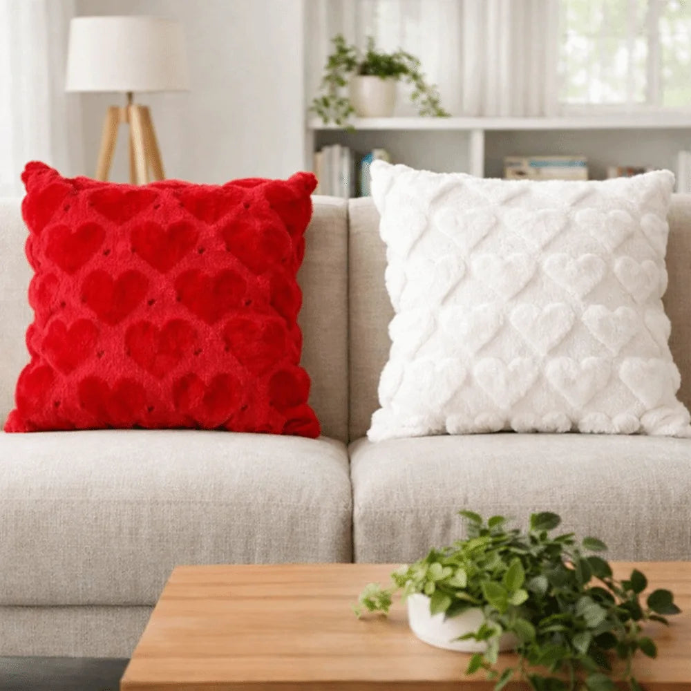 coussin rouge motif cœurs doux opacité 45cm 45cm lit décoration romantique polyester coton