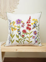 housse coussin brodée fleurs oiseaux décoratives polyester traditionnel adhésif blanc
