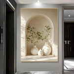 décoration murale moderne impression toile abstraite plante arche vases ceramique minimaliste