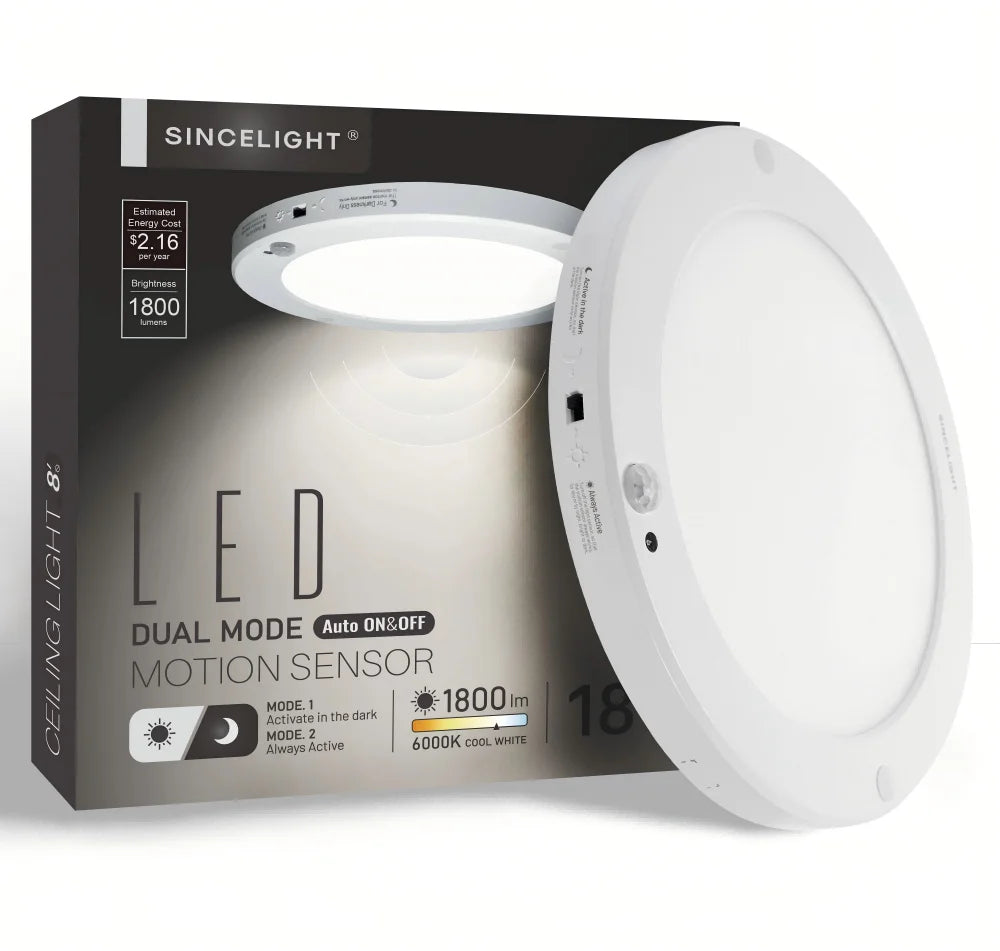 plaque lumière led moderne 18w blanc fixée détecteur mouvement double mode flux lumineux 249