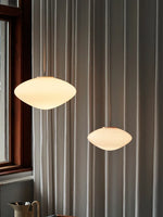 Suspension ovale moderne verre blanc opale salon chambre pendentif led autonomes