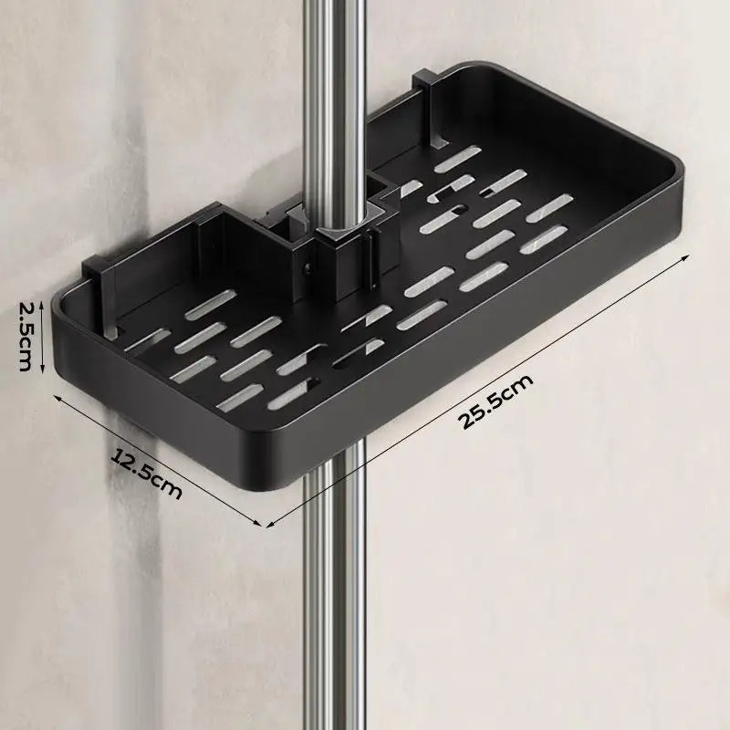 étagère salle bain moderne métal noir gris argenté fixée bouteilles savon parfum serviette gant