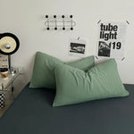ensemble literie vert olive gris moderne housse couette fermeture éclair deux taies d'oreiller drap