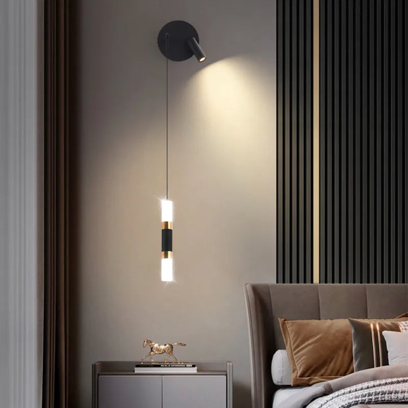 lampe murale moderne minimaliste noir éclairage quotidien fixée mur led chambre salon