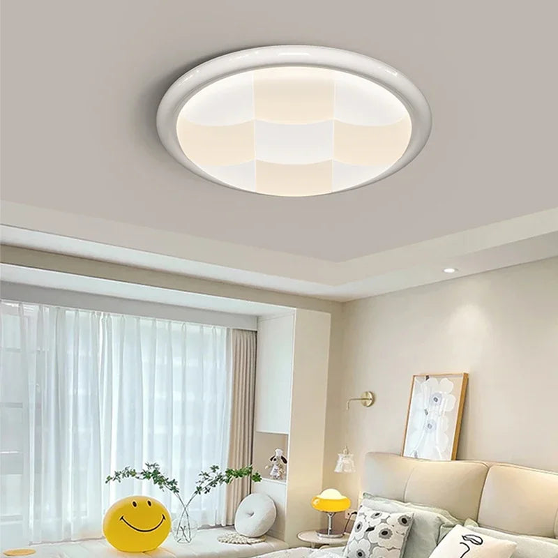 plafonnier led moderne blanc carreaux géométriques intérieur atmosphérique sans télécommande