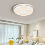 plafonnier led moderne blanc carreaux géométriques intérieur atmosphérique sans télécommande
