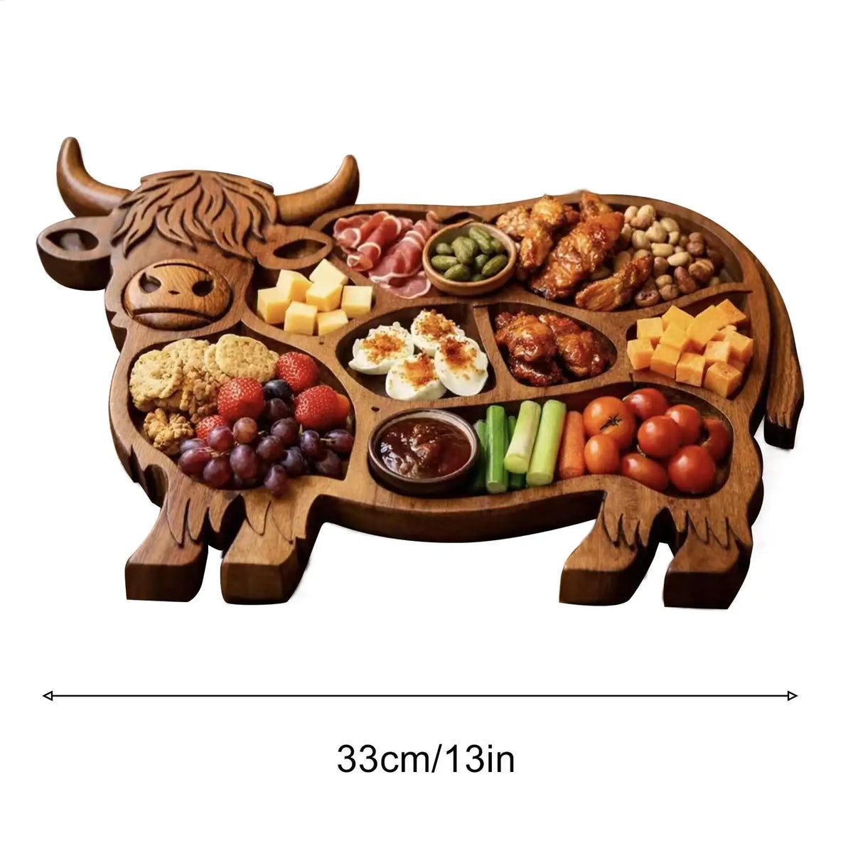 plateau charcuterie bois naturel taureau traditionnel fromage viande fruits légumes sauces