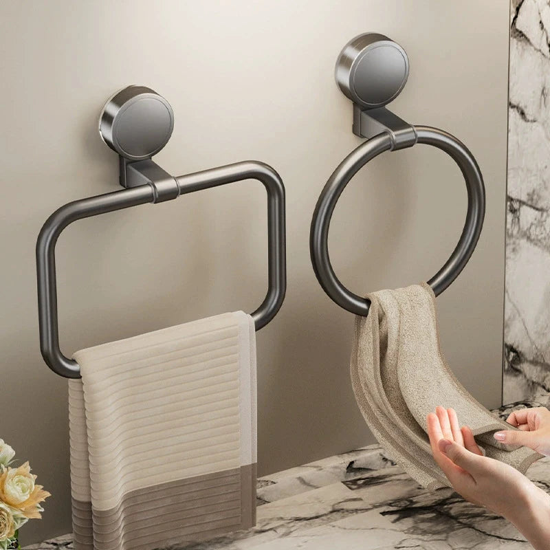 porte serviettes mural gris lisse adhésif moderne salle bain organisateur fixe serviettes