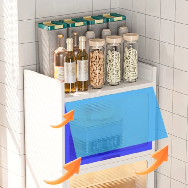 rangement modular meuble blanc imperméable multiple paniers cuisine roulettes moderne anti poussière