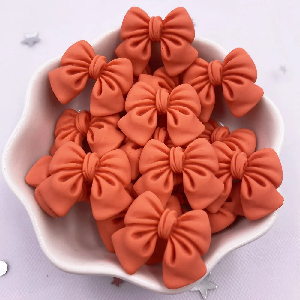 rubans forme noeud papillon résine colorée kawaii bleu rose orange rouge violet satiné 18mm