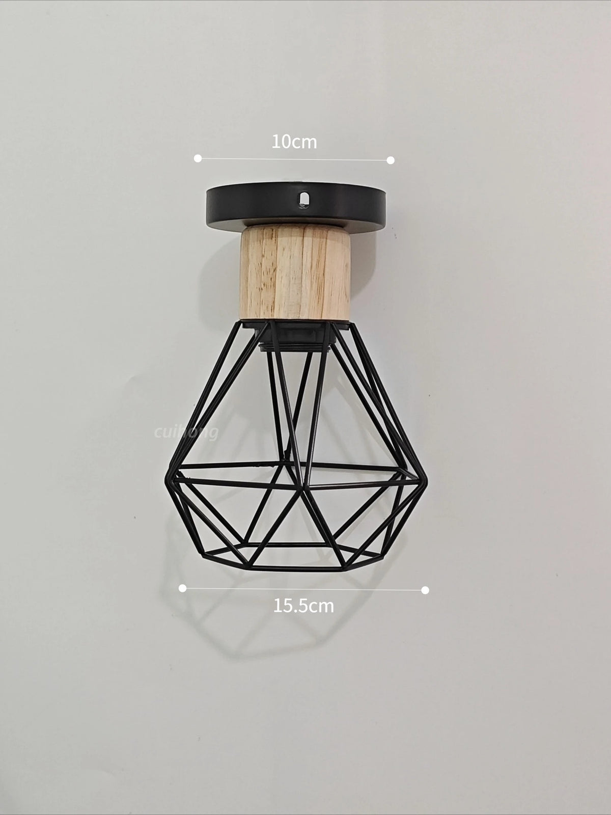 suspension lumineuse industrielle cage métal finition bois naturel ampoule filament noir moderne