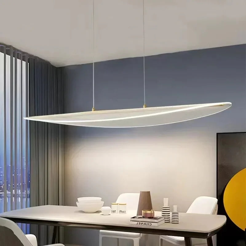 Suspension lumineuse moderne métal blanc texture bois salon chambre étude 15 30m²