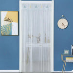 rideau porte transparent motif animaux brodés couleur bleu violet blanc enfantin