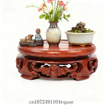 support présentation bois massif sculpté socle rond décoratif vase statue