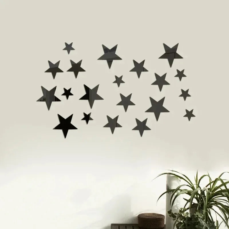 décoration murale stickers étoiles argent doré noir bleu blanc adhésif moderne chambre salon 20pcs
