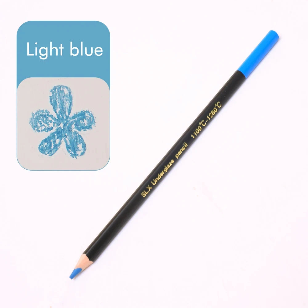 crayons sous glaçe 12 couleurs noires blanches bleues vertes orangées rouges marrons grises roses
