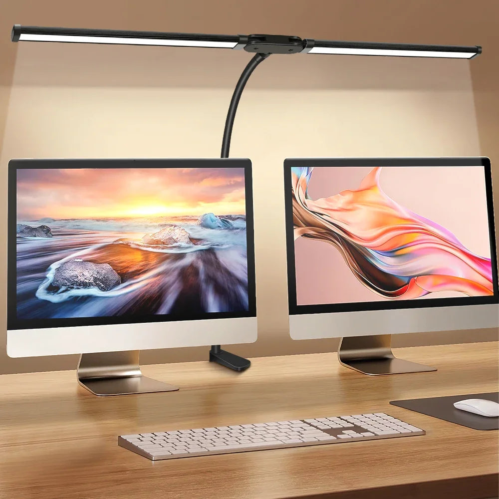 lampe led clip double tête moderne noir ajustable éclairage yeux protection minimaliste