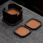 coasters marron tissu tressé moderne adhésif set rangement pièces minimaliste