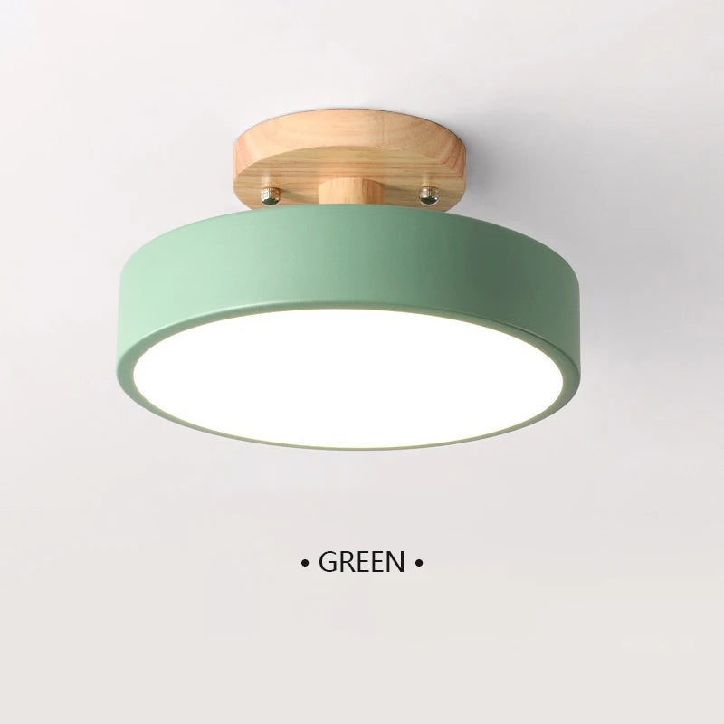 Lampe moderne couloir escalier tri couleur bois acrylique fer gris blanc rose vert