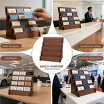 présentoir bois quatre niveaux moderne support cartes visite brochures salons artisanat retail echangiste écologique