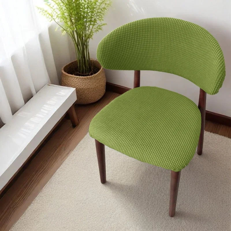 housse chaise moderne tissu carreaux beige gris vert adhésif polyester