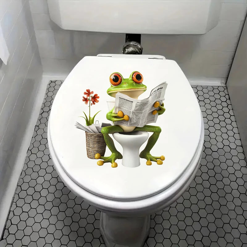 autocollant mural grenouille dessin animé adhésif salle bain décoration maison facile coller enlever vert