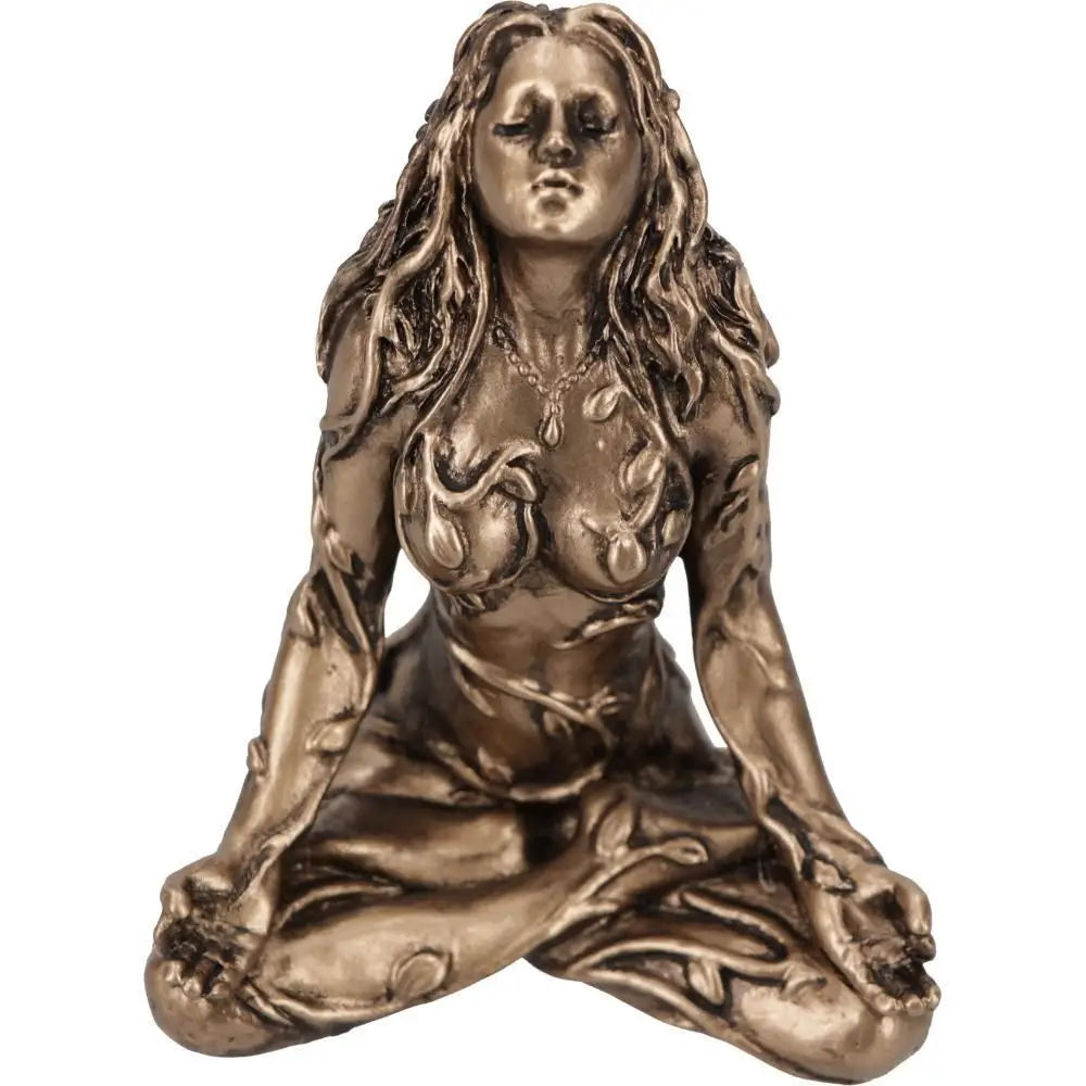 statue décorative femme feuilles branches cheveux ondulés art antique bronze pendentif chakra méditation