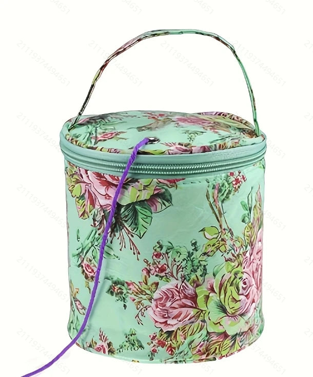 sac main rond polyestère réutilisable multi usages vert rose patchwork vintage fleur animal gravures