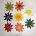 décorations murales métal fleurs tournesols colorées champêtre fixations oeilletsextérieur jardin cloisons artistiques