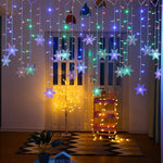 guirlande lumineuse flocons neige étoiles multicolore blanc rouge vert bleu décoration noël festive chambre