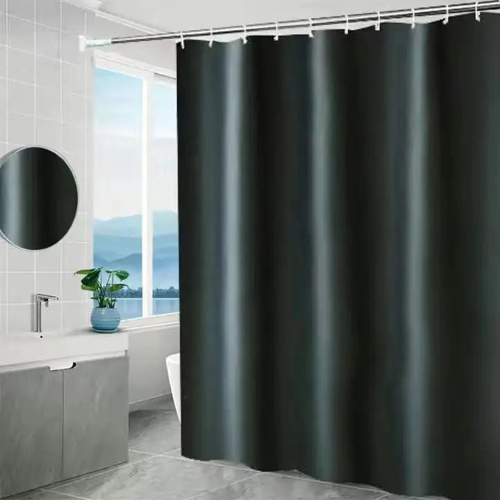 rideau douche séparation espace noir plis verticaux opacité totale moderne utilitaire tringle ventouses support