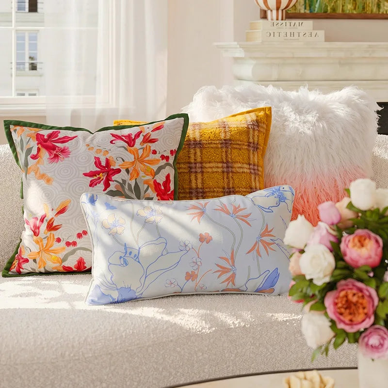coussins décoratifs motifs floraux nordique poly coton modernes 30x50cm 45x45cm