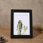 cadre photo moderne bois naturel illustrations plantes cactus fleurs transparent noir blanc A4 15X20cm