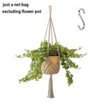 Sac plante suspendu macramé boho pot blanc anneaux beiges noirsintérieurextérieur