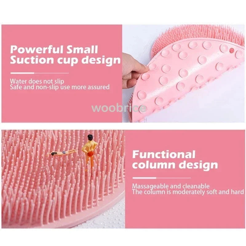 brosse bain silicone exfoliante antidérapante massage pieds rose gris moderne salle bain