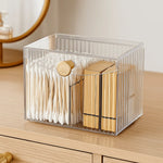 boîtes rangement transparentes vertes rayées moderne coton tiges flacons soins élastique doré Brosse cheveuxANTI