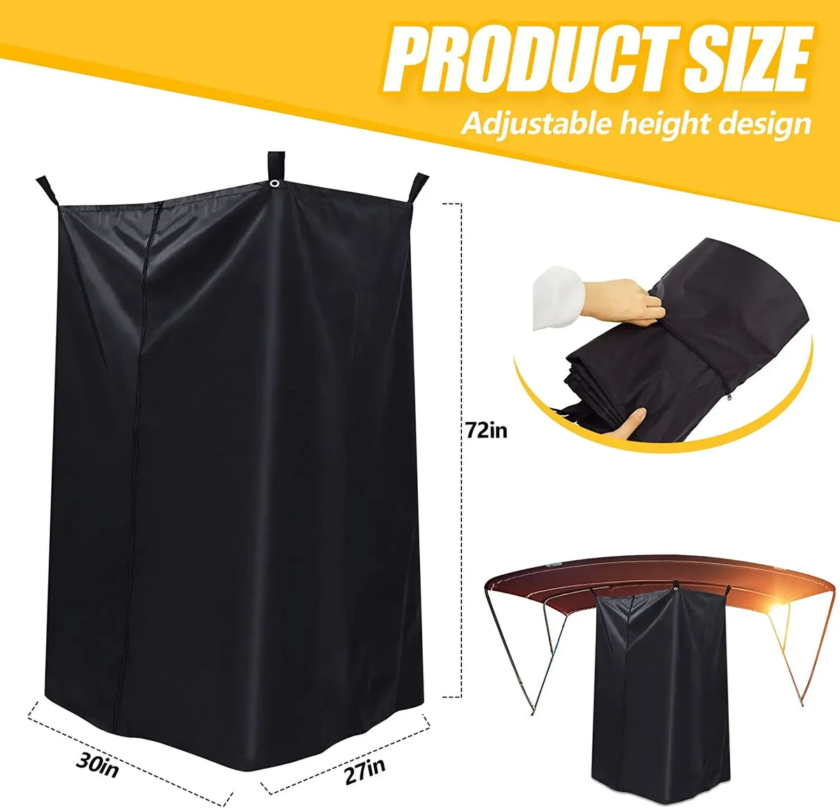 tente confidentialité bateau noir opacité totale cordons sac rangementextérieur portable