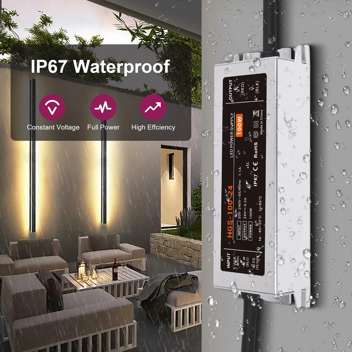 alimentation led 12v 24v 50w 100w 200w 300w 400w ip67 waterproof sans ventilateur moderne
