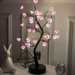arbre artificiel lumineux veilleuse usb led base circulaire noir rose clair moderne minimaliste